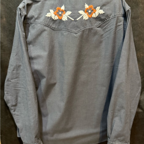 Howler Brothers Charcoal Shirt w/ Hibiscus Flowers - Floral Embroidery - MEDIUM - Picture 11 of 11